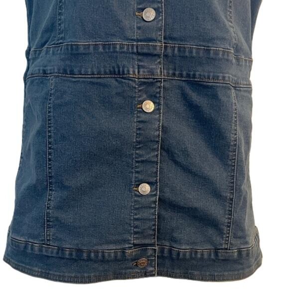 Denim&Co XXS Sleeveless Denim Button Down Shirt Light Blue Collared Tank - Picture 4 of 5